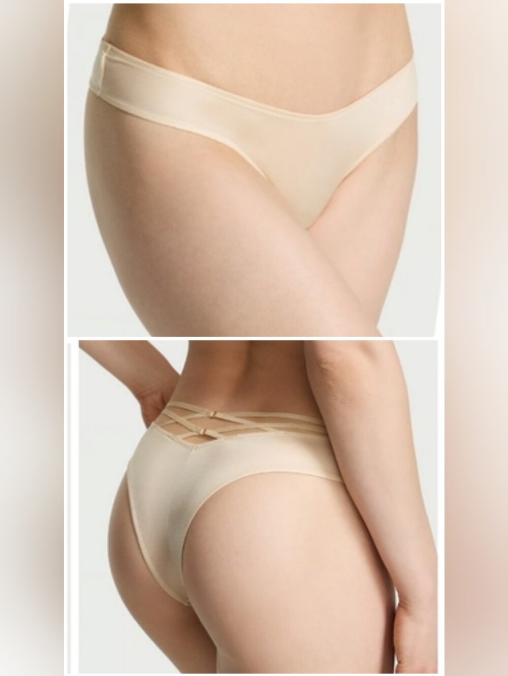 Victoria's secret very sexy Smooth Strappy Back tanga panty MARZIPAN BEIGE XXL